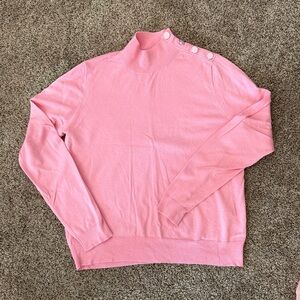 J. Crew Pink Knit Sweater with Button Accent